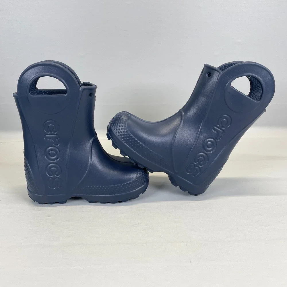 Crocs Handle It Rain Boots Kids Toddlers Size C6 Navy Blue Waterproof Shoes